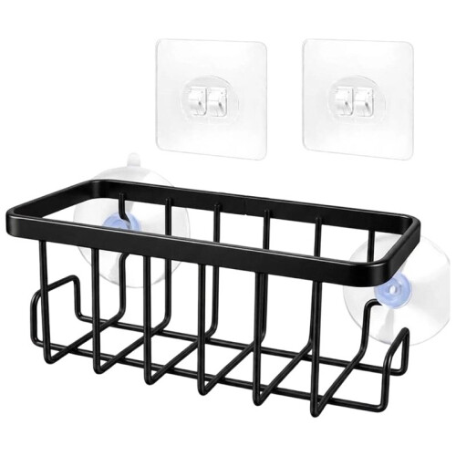 Sponge Holder for Kitchen Sink with Suction Cup, Rustproof Organizer for Sponges and Brushes No Drilling Required