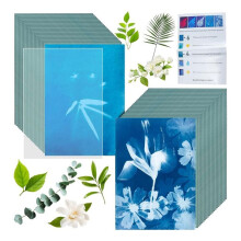 Cyanotype Sun Print Kit 50 Sheets A6 High Sensitive Nature Solar Activated Paper with Acrylic Panel