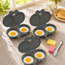 Dual Cavity Microwave Egg Poacher for Quick Oil-Free Cooking, Grey
