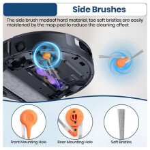 Side Brush for Flow 2 Robot Vacuum Cleaner Replacement Vacuum Brush Parts 8PCS