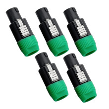 5Pcs Connector 4 Core Audio Speaker Plug Solderless NL4 Speaker Plug 4 Core Audio Connector for Stage Speaker Green