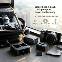 Cargador de Batería NP-SA100 para 50W PD Dual Digital Charge Chip Inteligente Protección Contra Sobrecalentamiento Carga Rápida Tipo-C