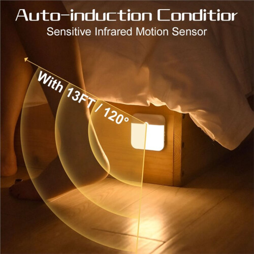 Motion Sensor Light Led Square Lamp for Bedroom Kitchen Stair Hallway Wardrobe Cupboard Lighting Night Light
