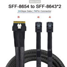SlimSAS SFF-8654 8i 4.0 to 2X SAS HD 8643 Server Internal Connection Cable 0.5m