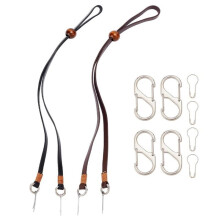 Leather Hat Chin Strap Adjustable Stampede String, 2 Pcs Black & Brown Chin Cord for Hats Hat Chin Strap