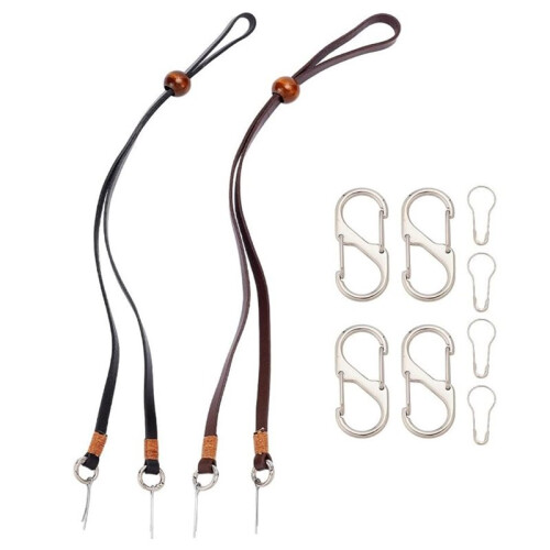 Sottogola Regolabile In Pelle per Cappello, MoDello Stampede, 2 Pezzi, Nero e Marrone.