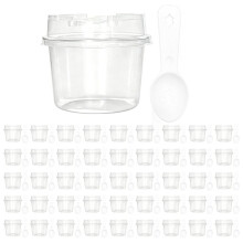 Lot de 50 Verrines en Plastique Transparent de 240 Ml avec Couvercles et Cuillères, Idéales pour les Desserts, les Fruits et les Mousses