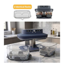 Confezione da 2 Griglie In Acciaio Inox 304 per Friggitrice Ad Aria per DualZone con Griglia In Vetro Rialzata