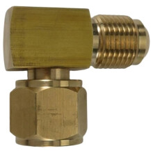 90 Elbow Connector 3/8" Female to Male Flare for Gases Fired Heaters, Brass Swivel Fitting Low Pressure Propane Adapter