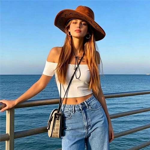 Sottogola Regolabile In Pelle per Cappello, MoDello Stampede, 2 Pezzi, Nero e Marrone. 2