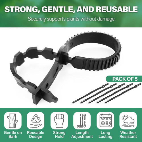 60cm Heavy Duty Tree Straps 5-Pack, Adjustable Tree Ties for Strong, Weather-Resistant Plant Support 1