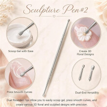 3Pcs Dual Ended Manicure Sculpting Tools 3D Gel Manicure Carving Modeling Set for Manicure Art Salon DIY