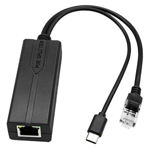 Gigabit 5V 2.4A/3.5A PoE Splitter - 48V to 5V USB Power Module for Network Devices, Type-C Output 2