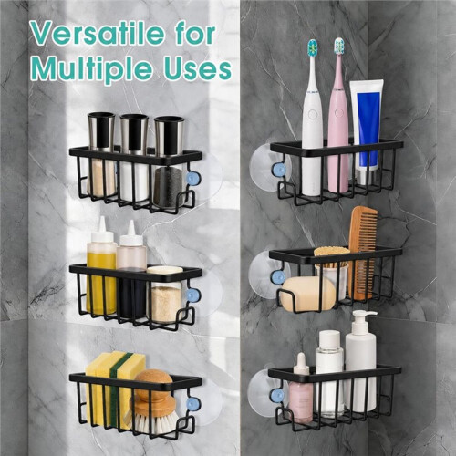 Sponge Holder for Kitchen Sink with Suction Cup, Rustproof Organizer for Sponges and Brushes No Drilling Required 1