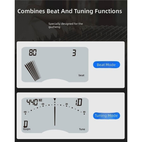 1pc Portable Guzheng Tool Featuring Dual Pickup Modes and Fast, Precise Tuning, Supports Both Equal Temperament Silver 2
