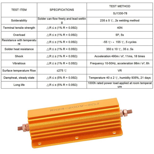 200W 2Ohm 2R High Power Resistor Aluminum with Hole, Industrial Electronics Board for Power Supply, Elevator Stage Audio 2