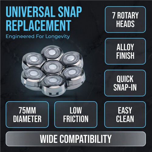 Replacement Shaver Heads for Bald  Shavers 7-Blade Rotary Cutter Accessories,Compatible with Multi-Blade Shavers