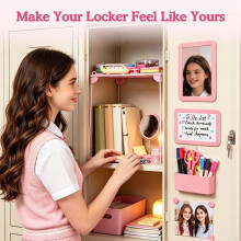 Locker Accessories, Cute Locker Organizer Shelf Locker Decorations for Girls for School Locker with Locker Mirror