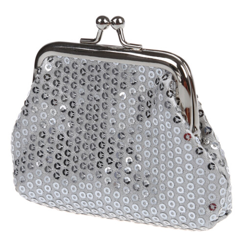 Women's Sequins Coin Purse Buckle  Wallet(silver)