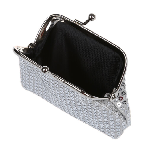Women's Sequins Coin Purse Buckle  Wallet(silver) 2