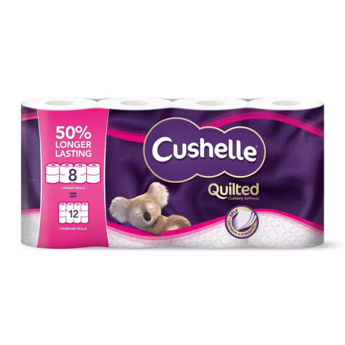 Cushelle Cushelle Quilted Roll Tissue Paper Longer Extra Soft Absorbent - 32 ROLLS 8 X 4 1