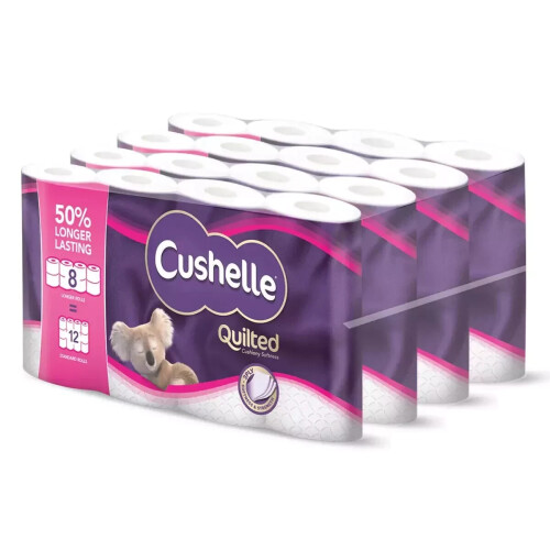 Cushelle Cushelle Quilted Roll Tissue Paper Longer Extra Soft Absorbent - 32 ROLLS 8 X 4 2