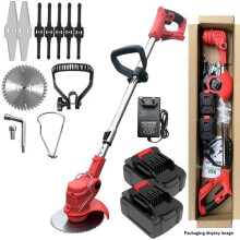 21V Electric Cordless Grass Trimmer Strimmer Garden Edger Cutter with 2Battery