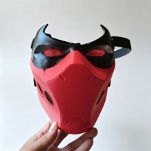 (A) Anime Red Hood Jason Todd Cosplay Mask Superhero Half Face Masker Helmet Halloween Adult Unisex Accessories Costume Part