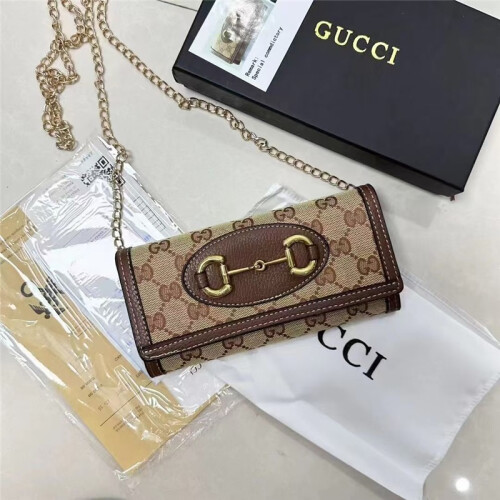 (Brown) Retro presbyopic long flip wallet with box