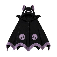 Women Bat Shape Hooded Wearable Blanket, Coral Fleece Cape, Halloween Air Conditioning Napping Cloak