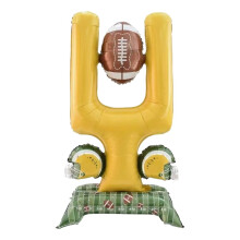 (C) 2PCS Standing Rugby Ball Foil Balloon Stack, Football Shape Balloons for Birthday Party Decor