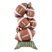 (A) 2PCS Standing Rugby Ball Foil Balloon Stack, Football Shape Balloons for Birthday Party Decor