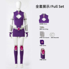 (26gz022702 titan, S) Teen Titans Raven Cosplay Costume Halloween Anime Role Play Purple Cloak Dress Adult Women-L