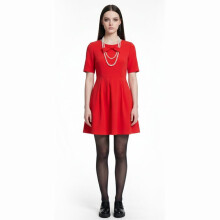(Bad Seed Emma Red Dress, XXXL) The Bad Seed Emma Cosplay Costume Red Dress Halloween Role Play Outfit