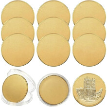 12 Stuks 40 mm X 2,5 mm Ijzeren Muntblanks, Gouden Challengecoin Blanks, Lasergraveerbare Challengecoin met Acryl Doos, Goud