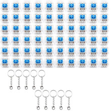 60Pcs Clickers for 3D Prints, Clicky Mechanical Keyboard Switches Hot-Swappable 3-Pin,with 10 Key Rings for DIY Keychain