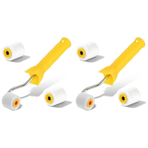 2X Extra Small Roller Paint Brush Wool,1 Inch  Paint Roller + 4 Rollers Tiny Paints Brushes Tool