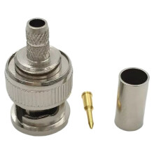 Messing 3-in-1 BNC-Stekker (Mannelijk, Q9-Krimping) voor RG58, RG142, RG400 en LMR195 RF-Coaxkabels, Rechte Connector voor CCTV-Camera'S,