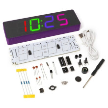 -RGB LED Digital Alarm Clock DIY Kit,Electronic Soldering Practice Module for Beginners and Hobbyists Purpler