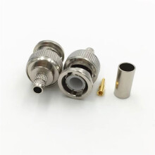 Connecteur Droit BNC Mâle Q9 à Sertir 3 en 1 en Laiton pour Câbles Coaxiaux RF RG58, RG142, RG400 et LMR195, Compatible avec les Caméras de