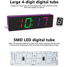 -RGB LED Digital Alarm Clock DIY Kit,Electronic Soldering Practice Module for Beginners and Hobbyists