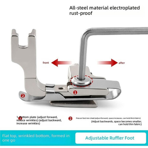 Adjustable Double Layer Gathering Presser Foot, Upper Flat Lower Ruffling Sewing Foot, Make Ruffle  Silk, Chiffon 1