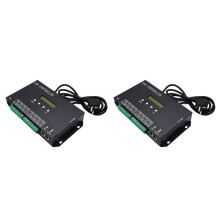 2X Controlador de Tiras LED RGB de 8 Puertos H807SA Compatible con Artnet Resolum WS2811 WS2812 Pixels Control de Iluminación LED Enchufe Europeo