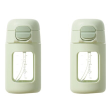 2X Verres de 330 Ml avec Paille, Bouteilles D'Eau Transparentes pour Maison et la Cuisine, Tasses à Café de Bureau avec Couvercle et Paille
