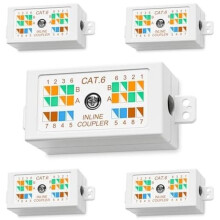 VCE Cat6 Ethernet-Anschlussdose, 5er-Pack, Netzwerk-Spleißverbinder für Cat6-Kabel, RJ45-Ethernet-Inline-Koppler