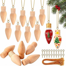 Wooden Christmas Light Bulb Unfinished Wood Ornaments,Pointed for DIY, , Christmas Trees, Home and Classroom 40PCS