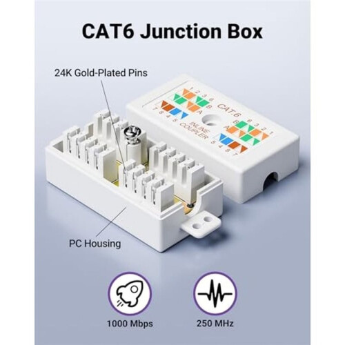 VCE Cat6 Ethernet Junction Box 5 Pack, Network Splice Connector for Cat6 Cables, RJ45 Ethernet Inline Coupler 2
