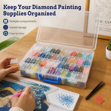 Diamond-Painting Box, 60 Compartments, Sorting Box Clear Containers, Removable, Dustproof, for Beads, Supplies