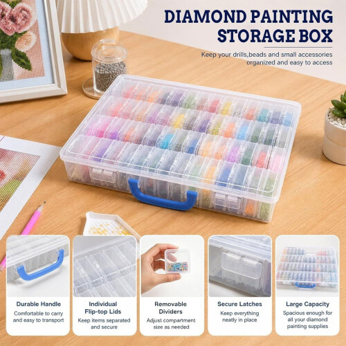 Diamond-Painting Box, 60 Compartments, Sorting Box Clear Containers, Removable, Dustproof, for Beads,  Supplies 2