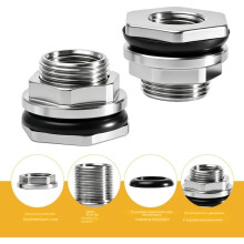 3/4 Inch Femalex1 Inch Male Thread Tank Fitting, Stainless Steel Bulkhead Fitting,Rain- Feedthrough 3/4 Inch Right